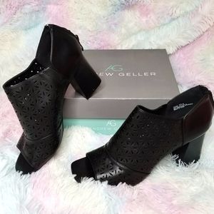 Andrew Geller Black Open Toe Ankle Booties